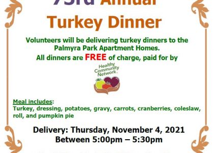 Palmyra United Methodist Church’s 73rd Annual Turkey Dinner